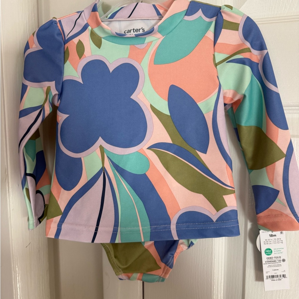 Carter's Colorful Floral Kids Rashguard - Picture 4 of 5